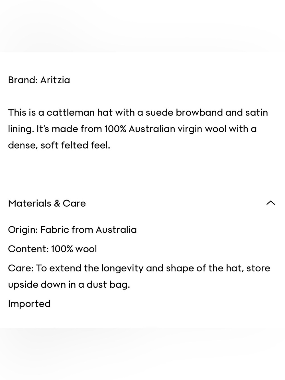 Aritzia Cream Felt Wide-Brim Hat with Brown Band - Picture 5 of 6